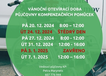 Otevírací doba Půjčovny v období Vánoc